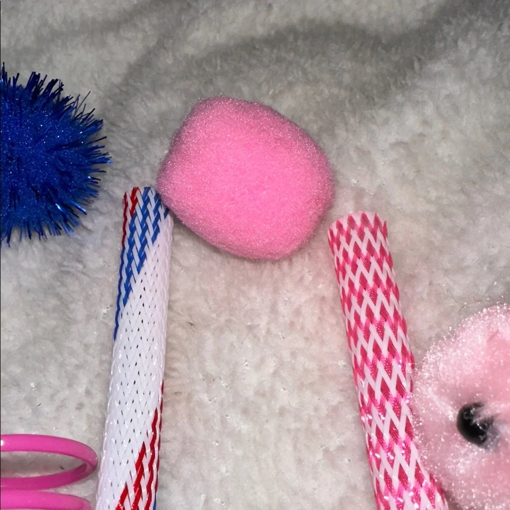 Kitty toy bundle 8 items all New pink blue red and white
